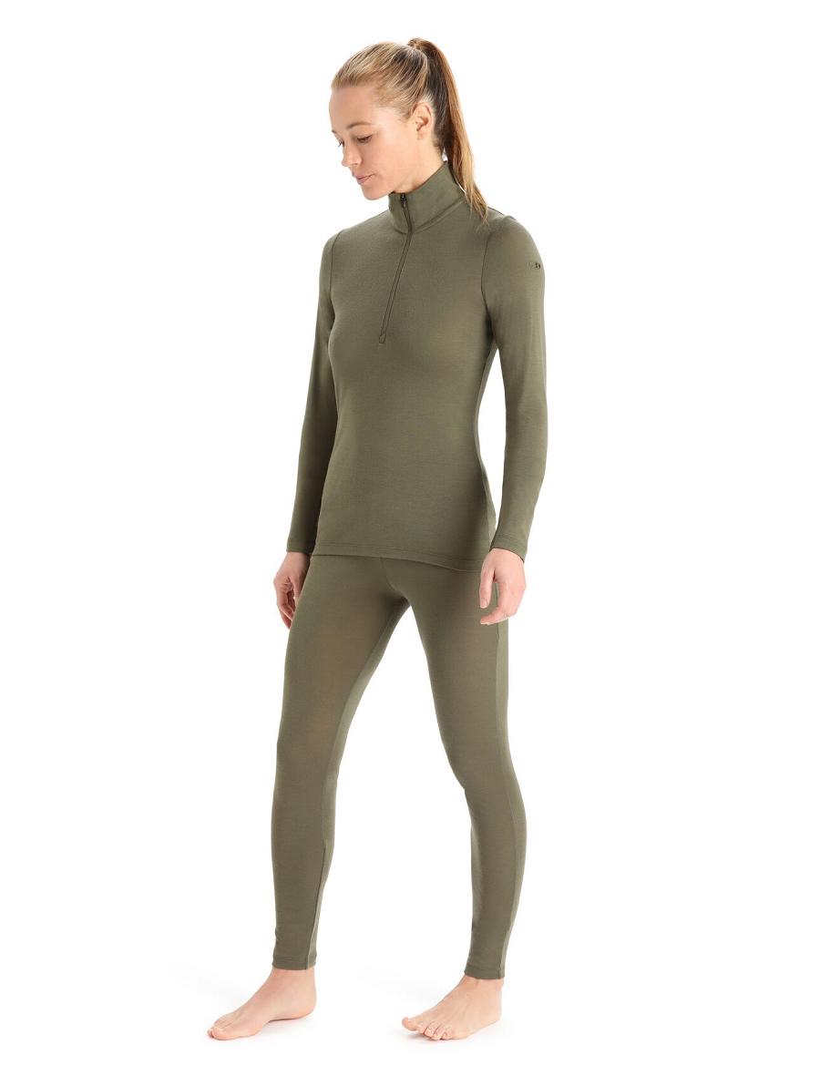 Base Layers Icebreaker Merino 175 Everyday Long Sleeve Half Zip Thermal Top Damskie Oliwkowe | PL 1085VRWD